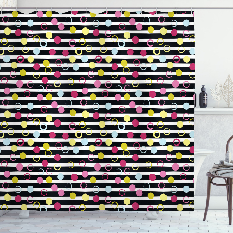 Retro Stripped Backdrop Shower Curtain