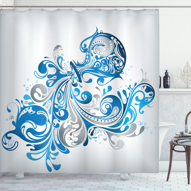 Bucket Scroll Shower Curtain