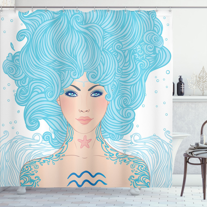 Blue Woman Shower Curtain