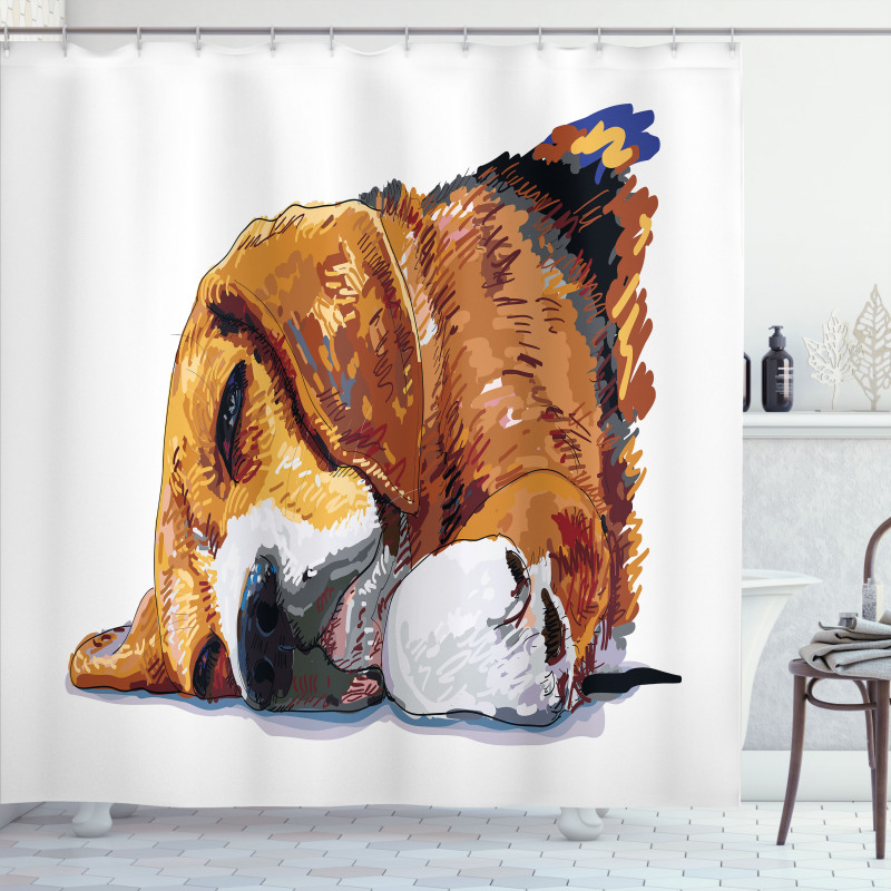 Sleeping Puppy Shower Curtain