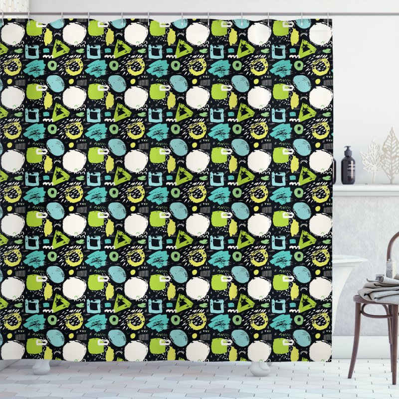 Sketchy Geometric Art Shower Curtain