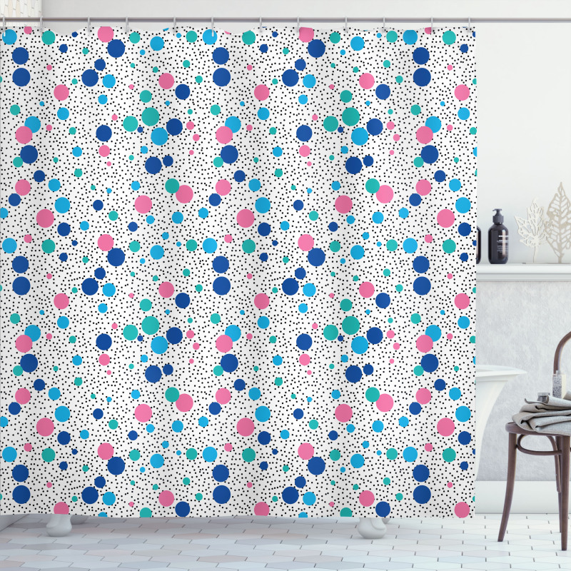 Dots Circles Girlish Shower Curtain