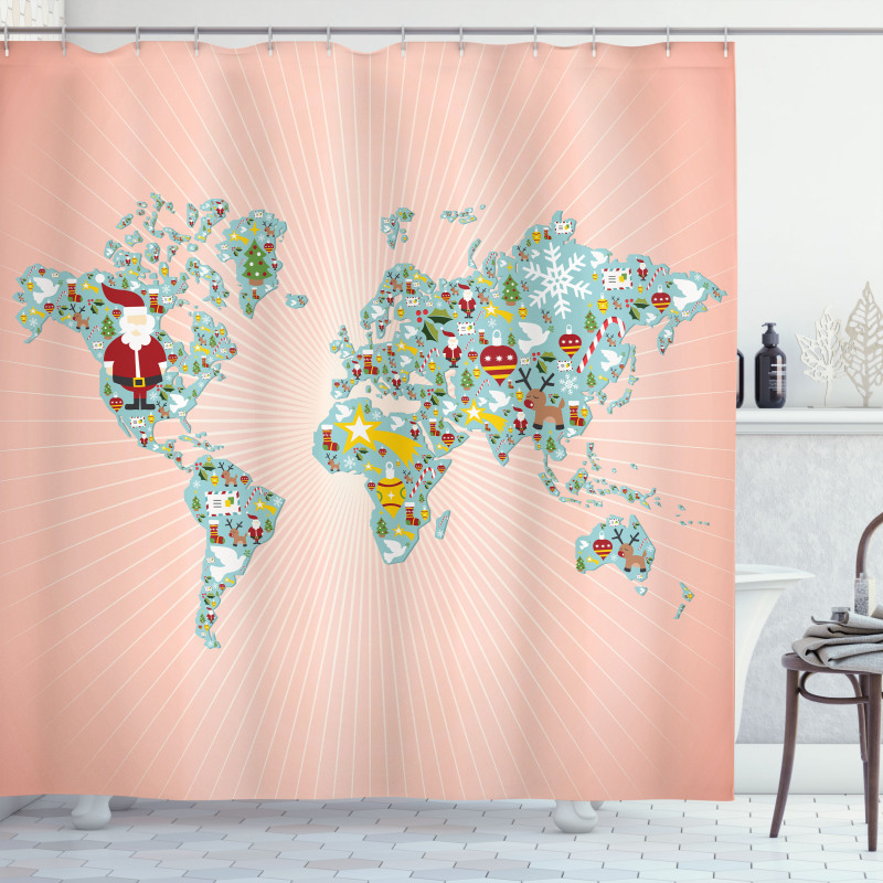 Reindeers Santa Snow Shower Curtain