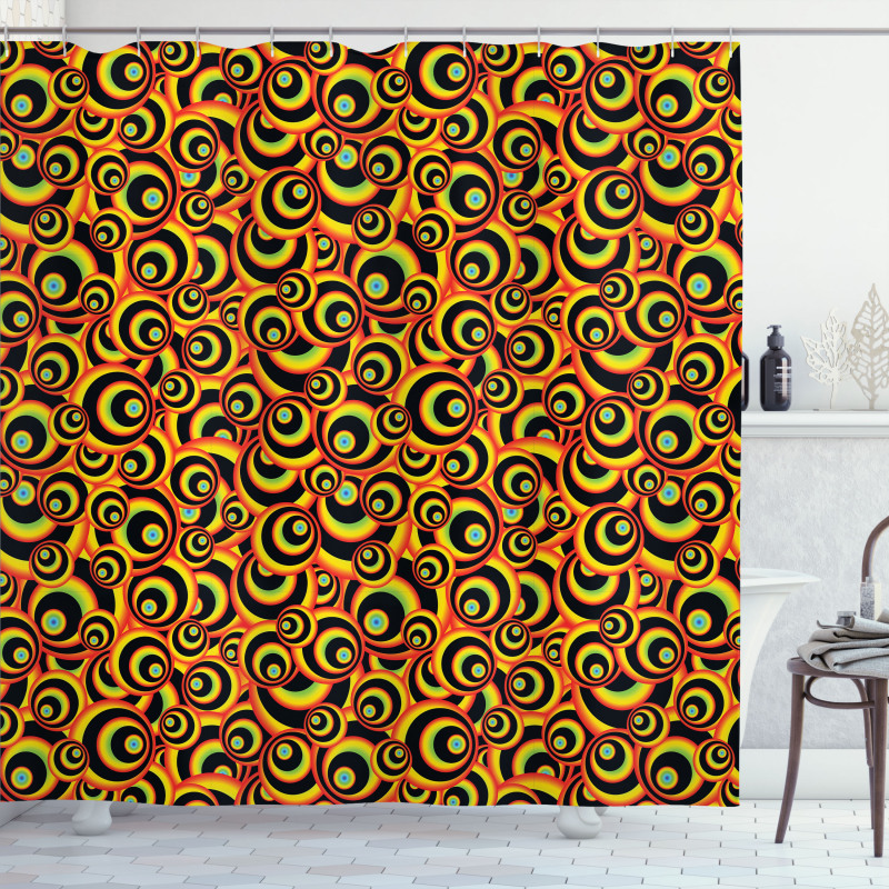 Colorful Ring Shapes Shower Curtain