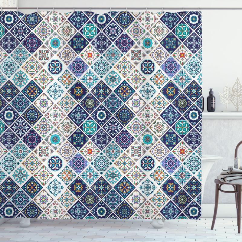 Portuguese Retro Tile Shower Curtain