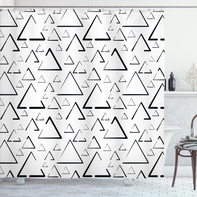 Monochrome Triangles Shower Curtain