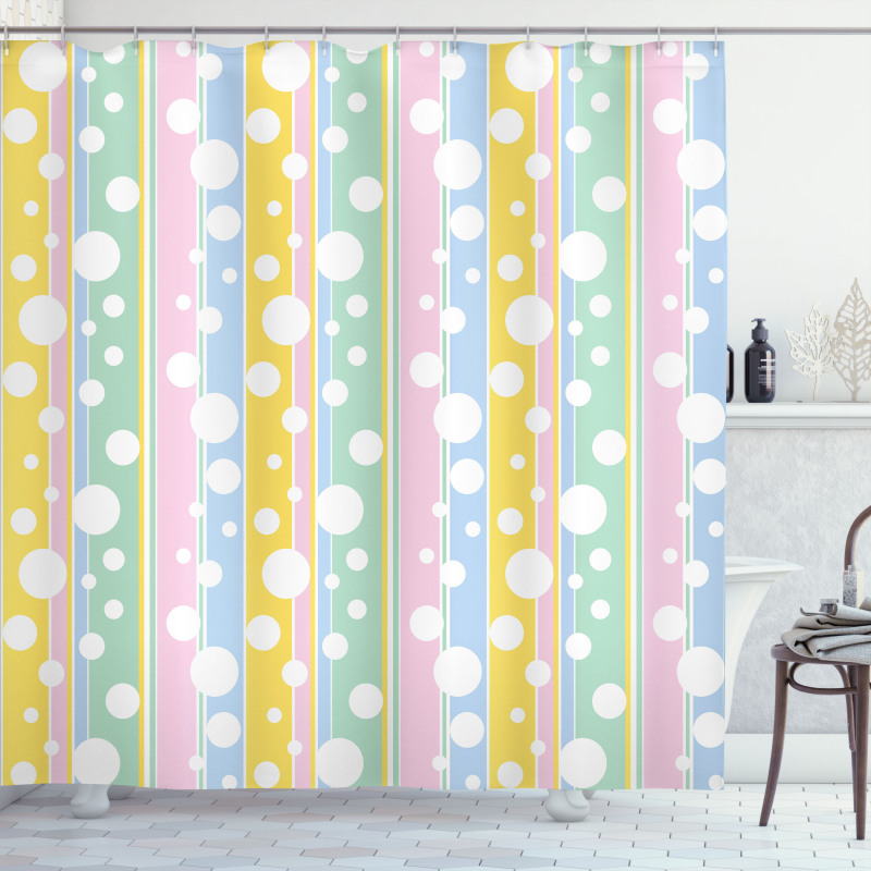 Pastel Colored Stripes Shower Curtain