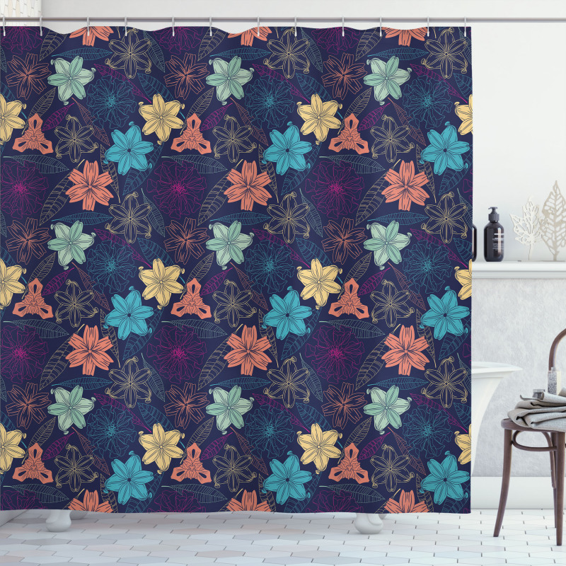 Exotic Hibiscus Design Shower Curtain