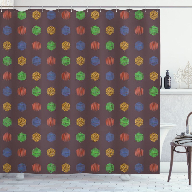 Hand Drawn Hexagons Shower Curtain