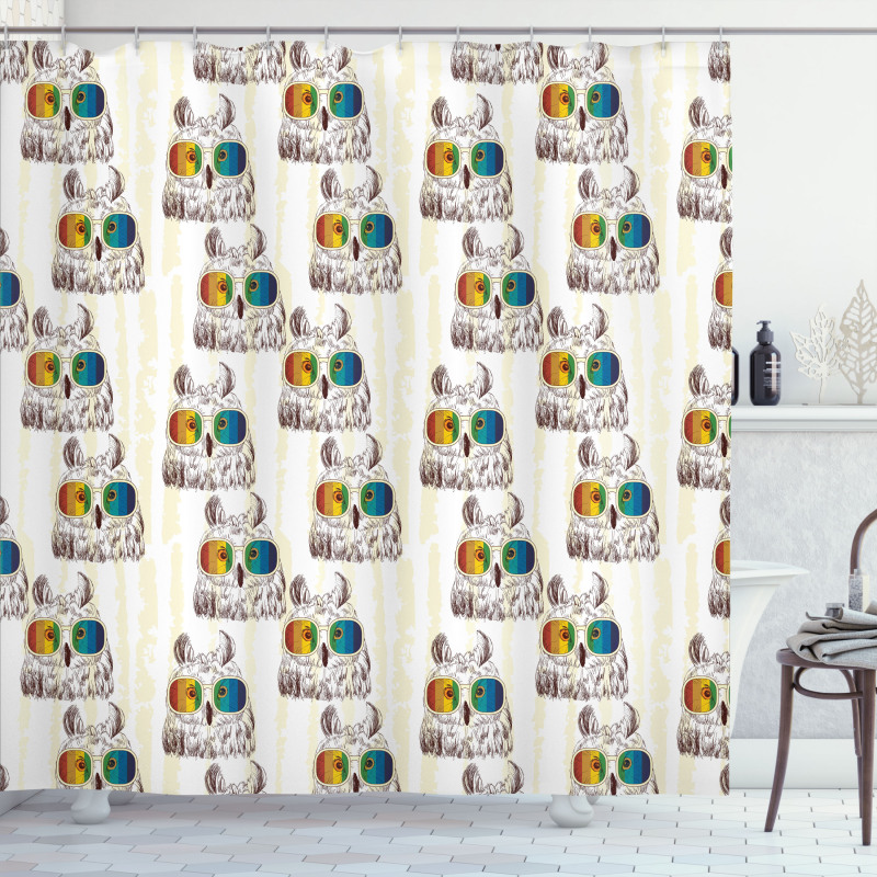 Funny Birds with Glasses Shower Curtain
