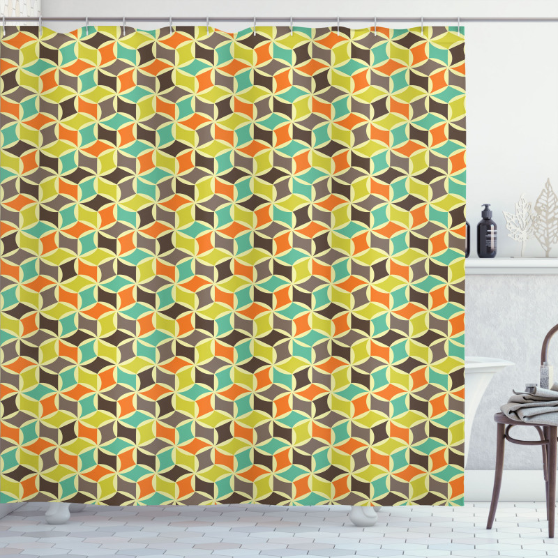 Hipster Geometric Tile Shower Curtain