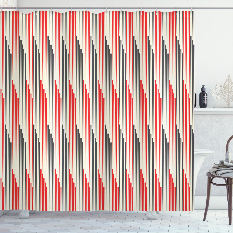 Retro Bicolor Striped Shower Curtain
