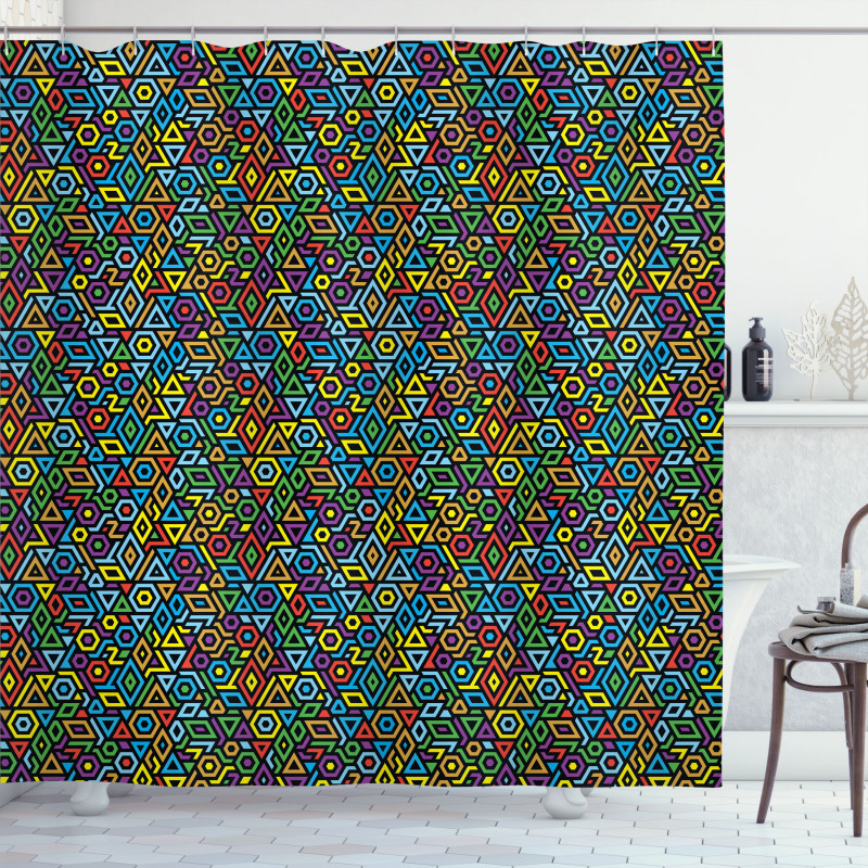 Geometrical Mosaic Shower Curtain