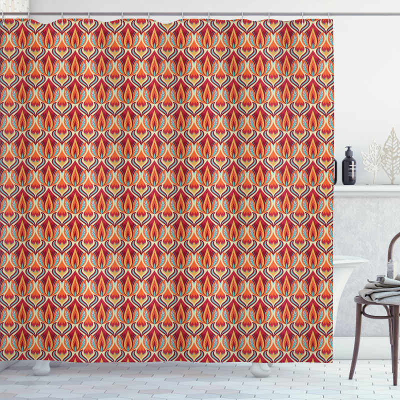 Repeating Curvy Floral Shower Curtain