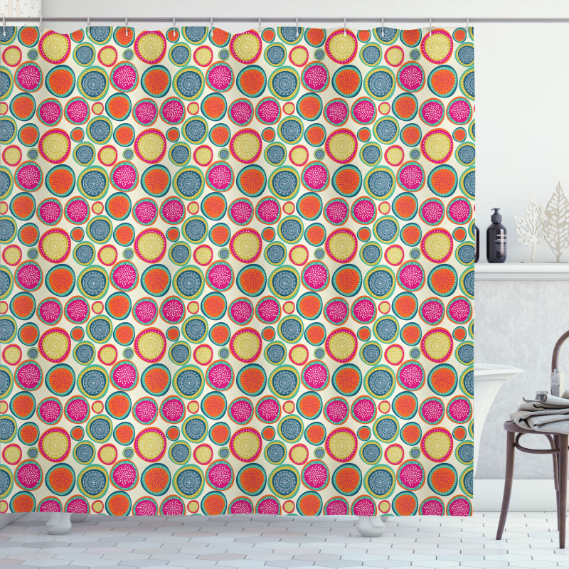 Doodle Floral Motifs Shower Curtain