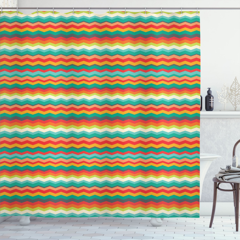 Geometric Abstract Wave Shower Curtain