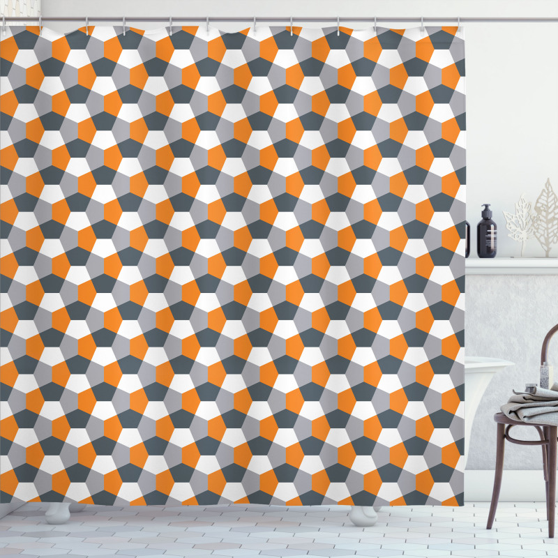 Modern Hexagonal Tile Shower Curtain