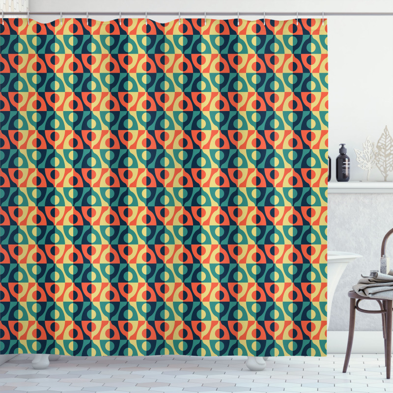 Grid Style Square Pattern Shower Curtain