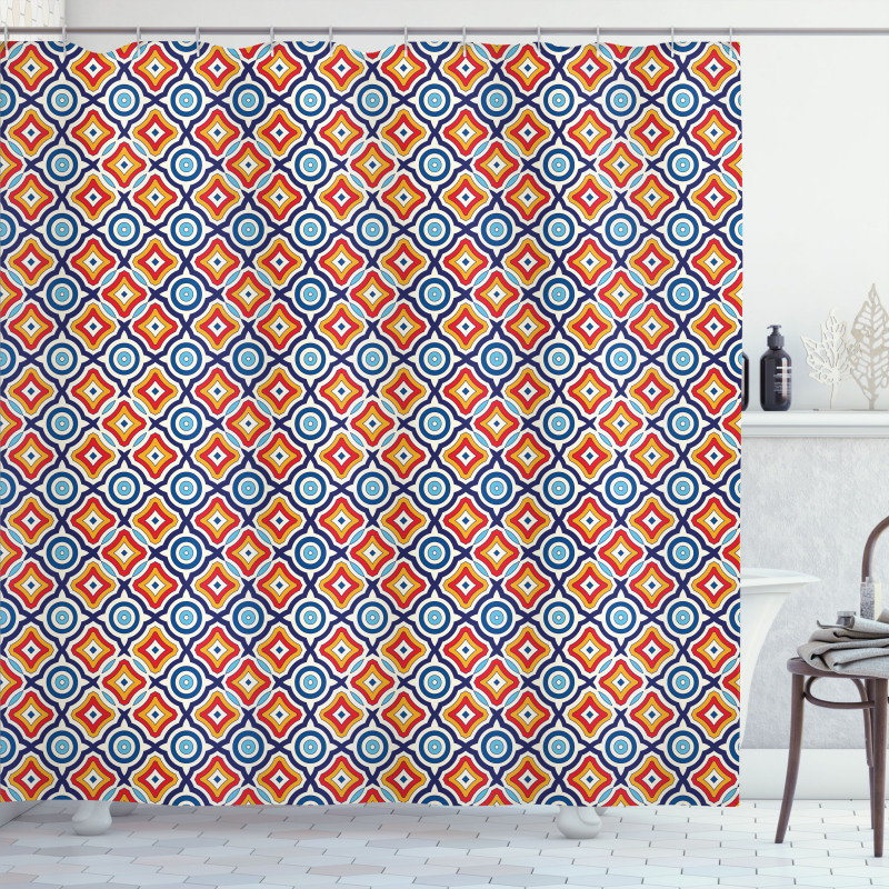Oriental Geometric Motif Shower Curtain