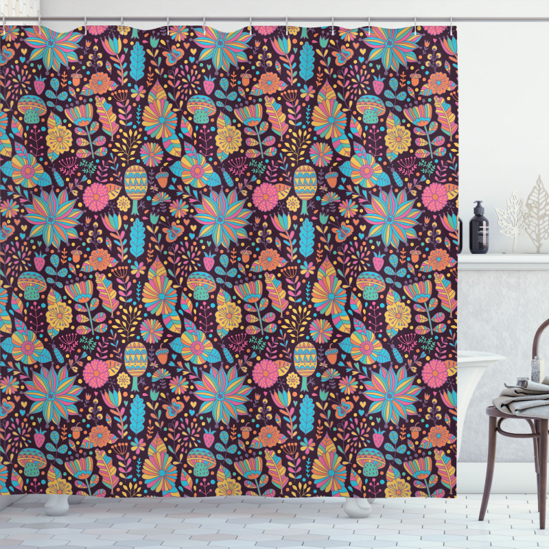 Doodle Scattered Dots Shower Curtain