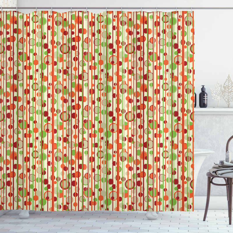 Retro Abstract Circles Shower Curtain