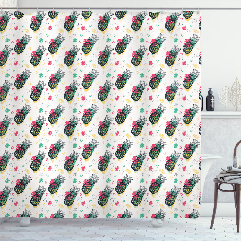 Sketch Style Fruits Shower Curtain