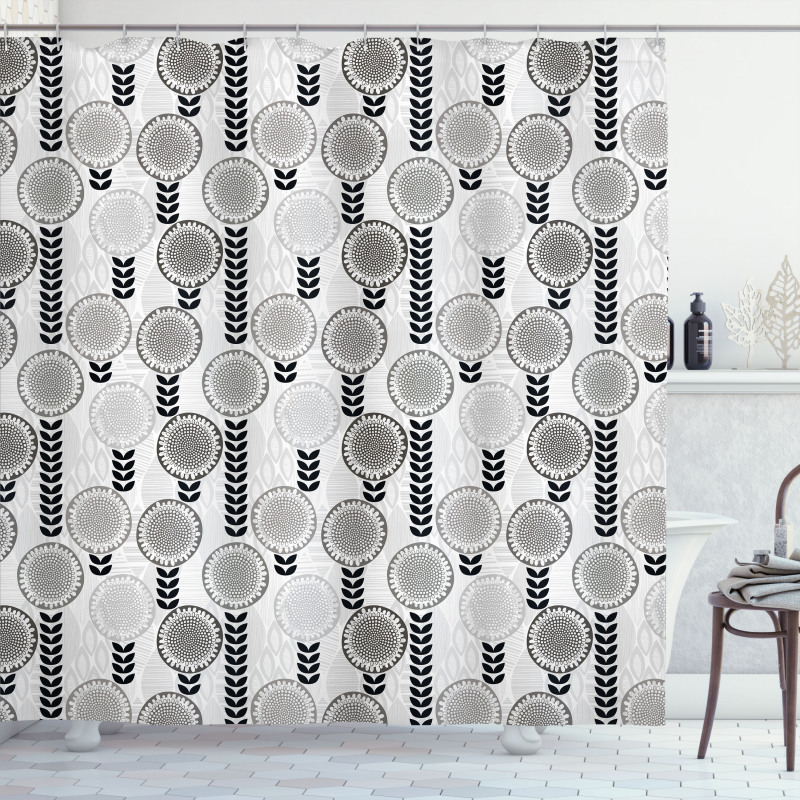 Greyscale Spring Bloom Shower Curtain