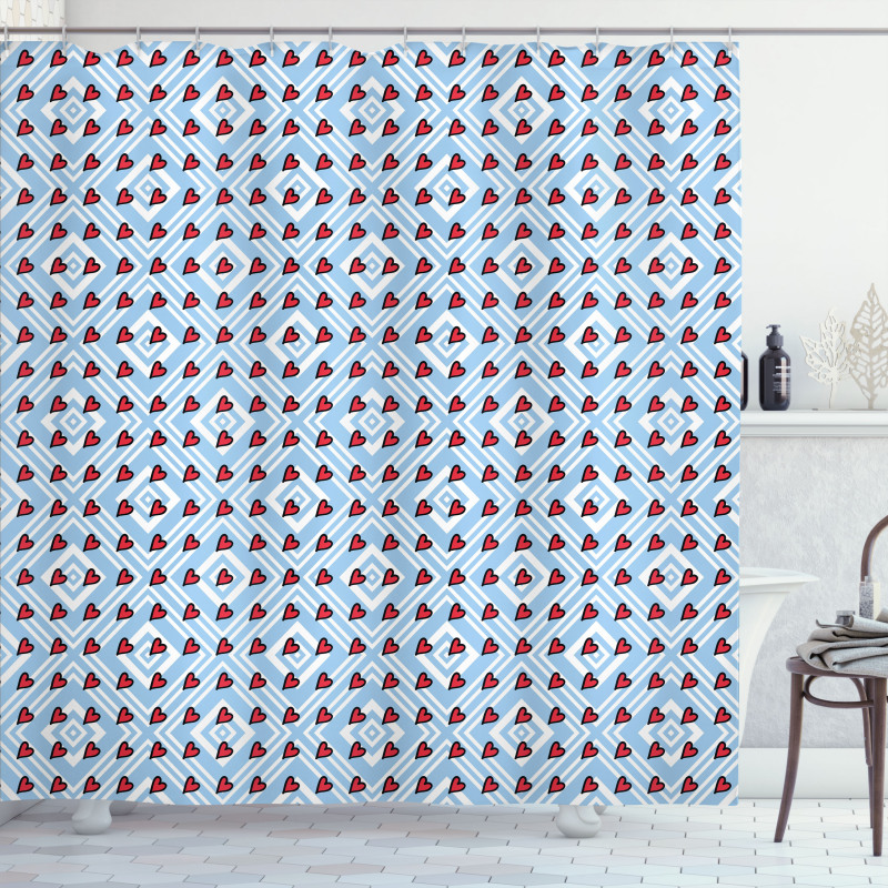 Bohemian Heart Shapes Shower Curtain