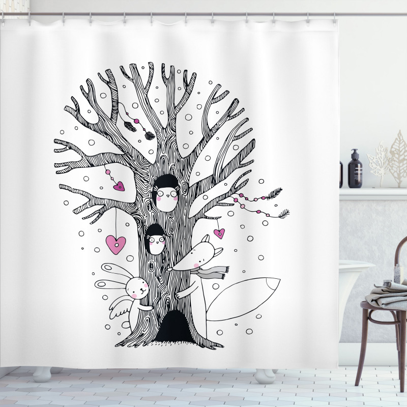 Tree Playing Children Shower Curtain