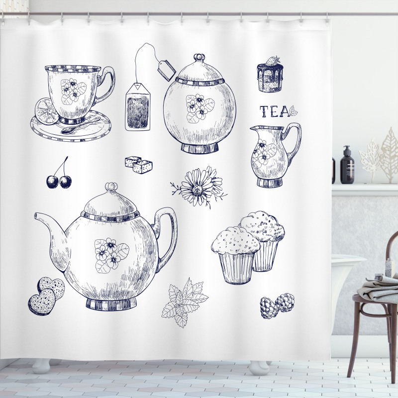 Teapots and Cups Shower Curtain