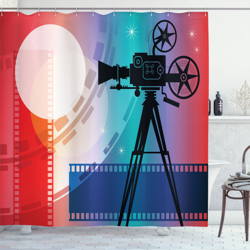 Movie Reel Vintage Motif Shower Curtain