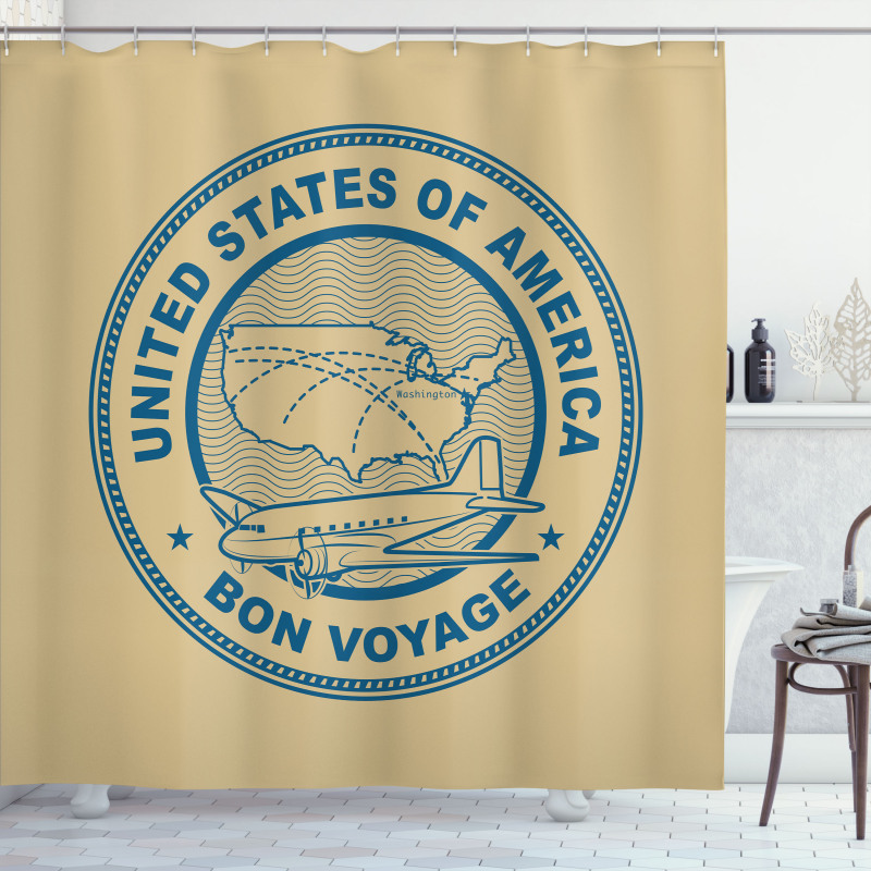 United States Map Plane Shower Curtain