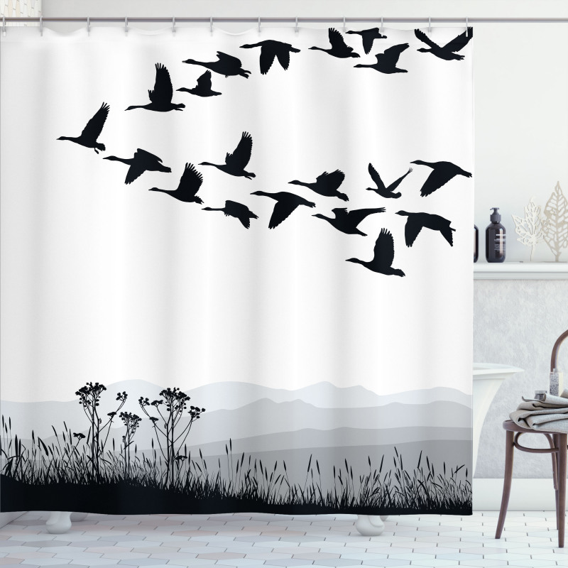Flying Geese Pattern Shower Curtain