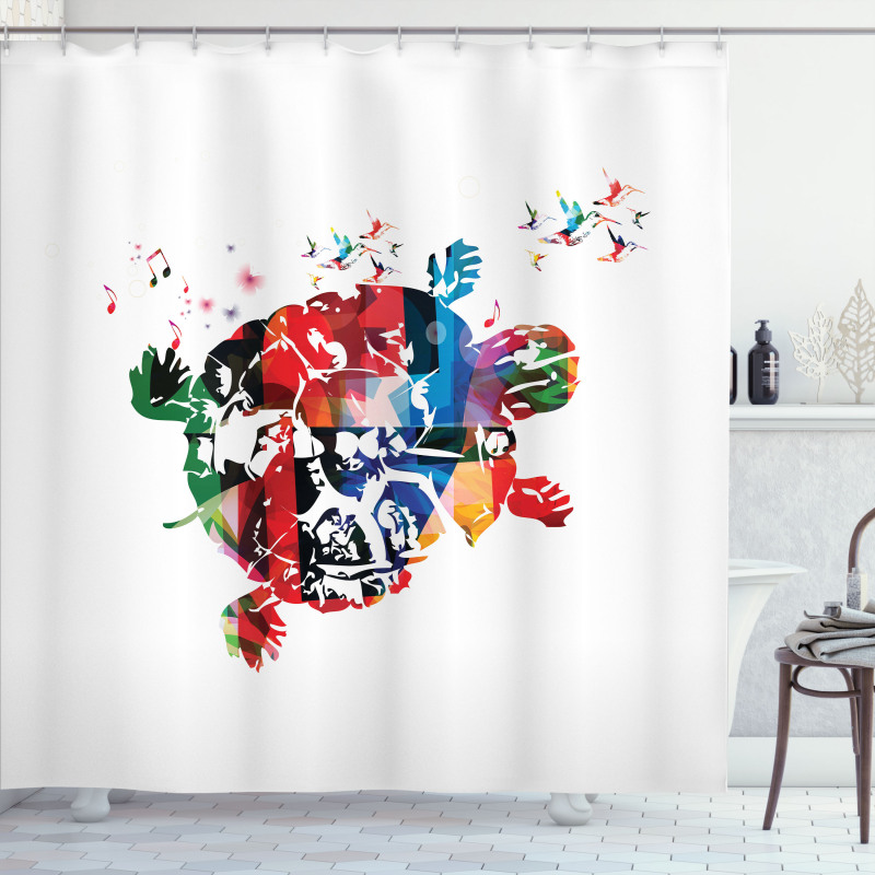 Abstract Turtle Notes Shower Curtain