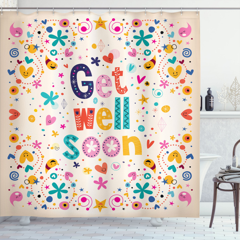 Get Well Soon Wish Cheery Shower Curtain