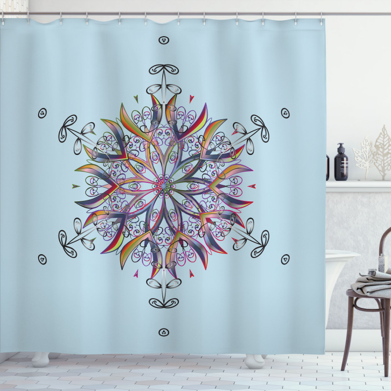 Doodle Motif Shower Curtain