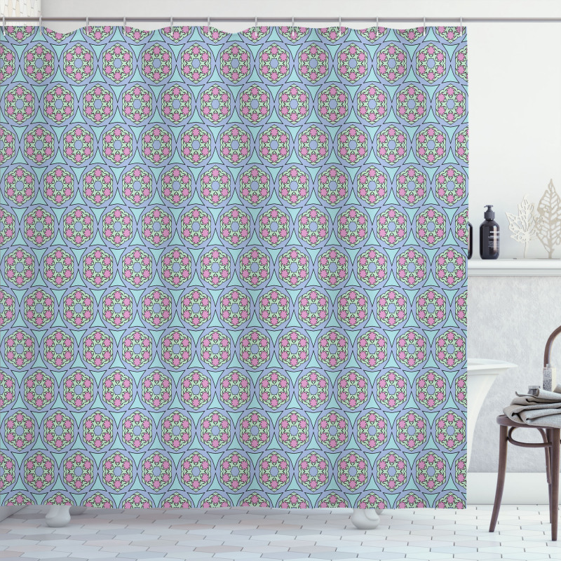 Oriental Floral Tile Shower Curtain