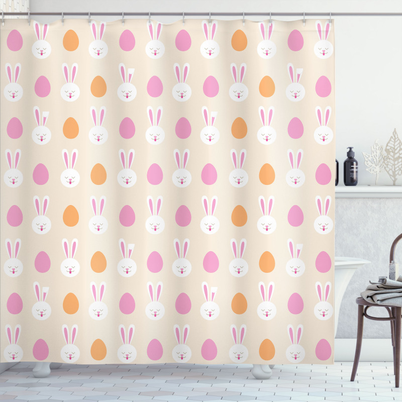 Bunny Faces and Eggs Shower Curtain