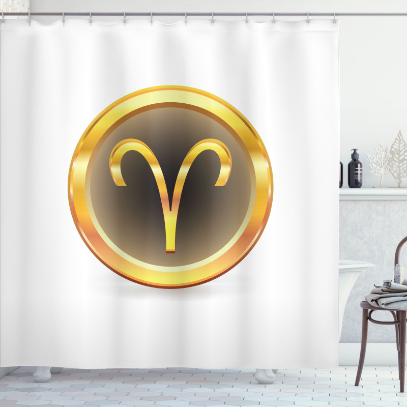 Yellow Round Sign Shower Curtain