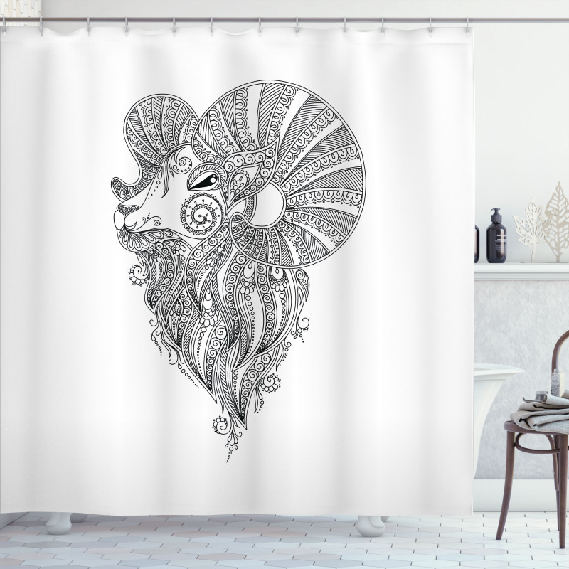 Zentangle Ram Doodle Shower Curtain