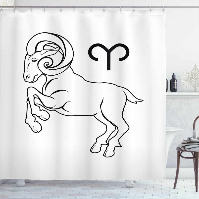 Horned Animal Art Shower Curtain