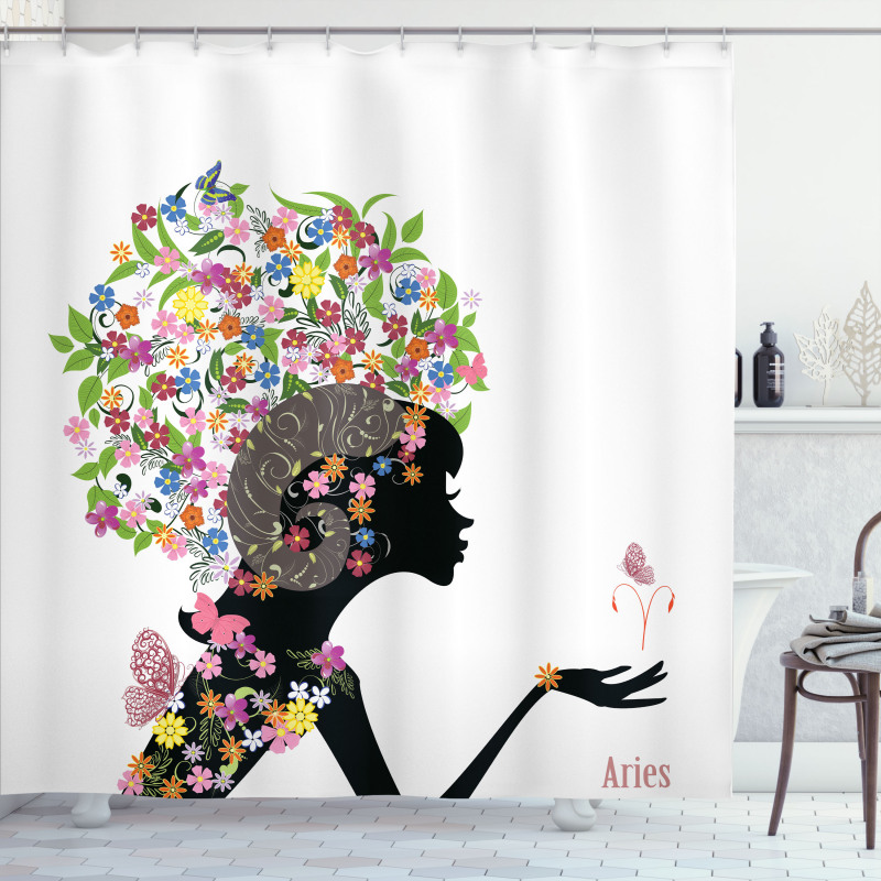 Girl with Flowers Shower Curtain