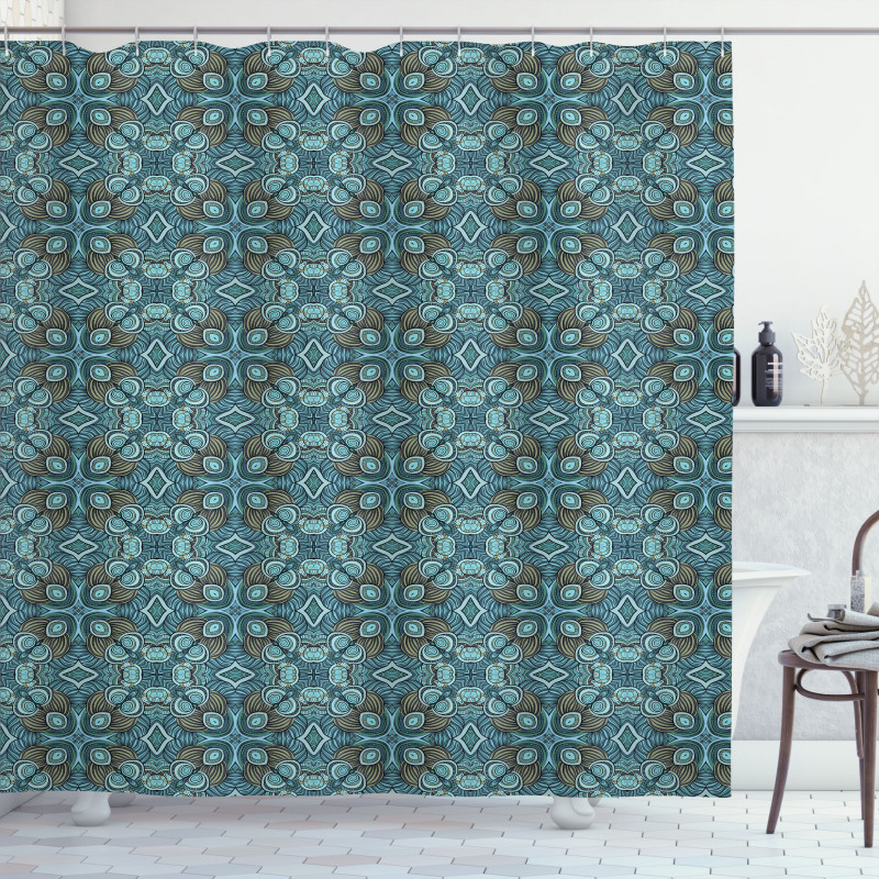 Aqua Color Palette Hippie Shower Curtain