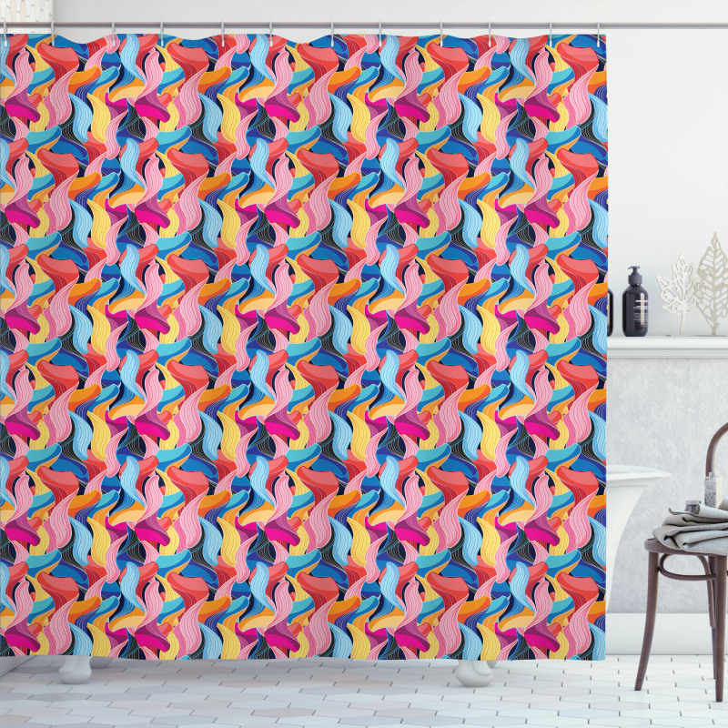 Abstract Unusual Waves Shower Curtain
