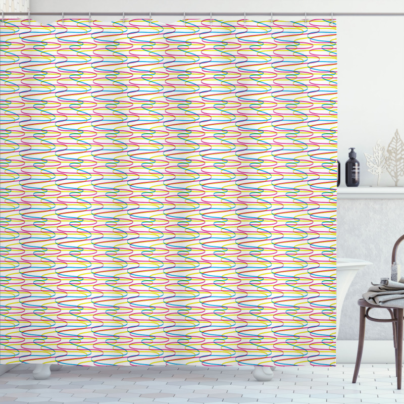 Wavy Lines Pattern Shower Curtain