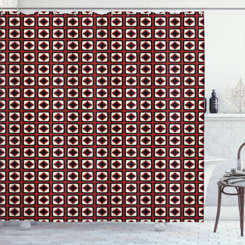 Grid Style Squares Shower Curtain