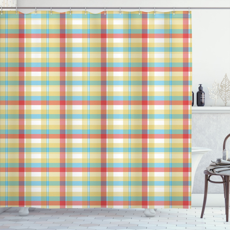 Colorful Shapes with Lines Shower Curtain