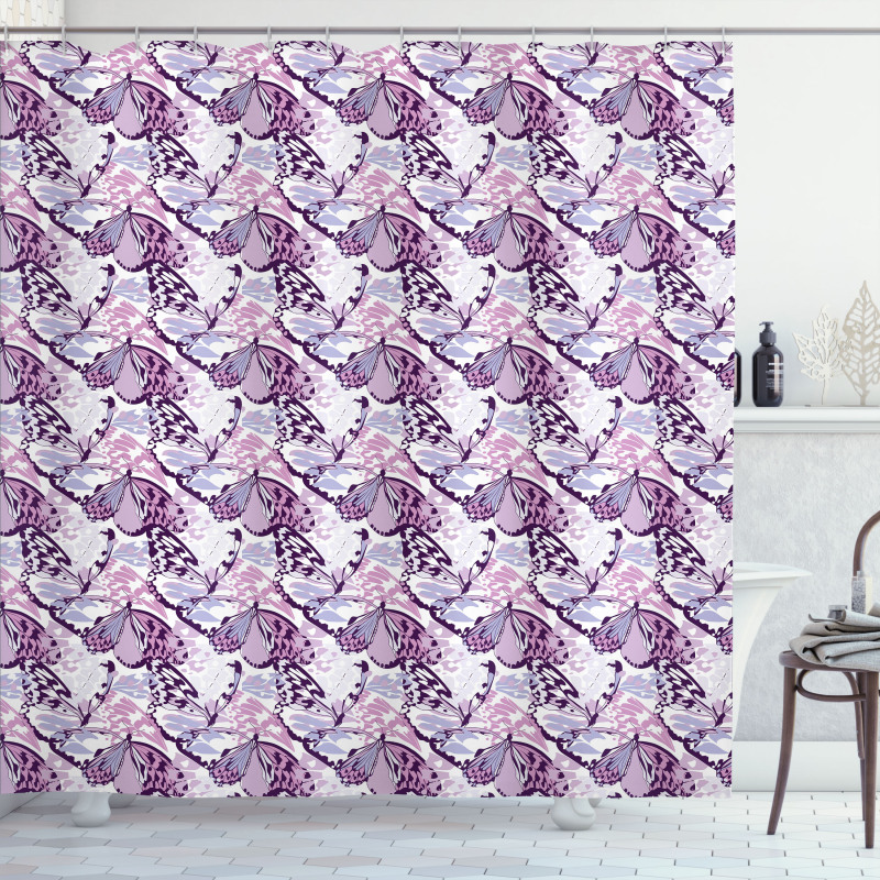 Purple Wings Camo Shower Curtain