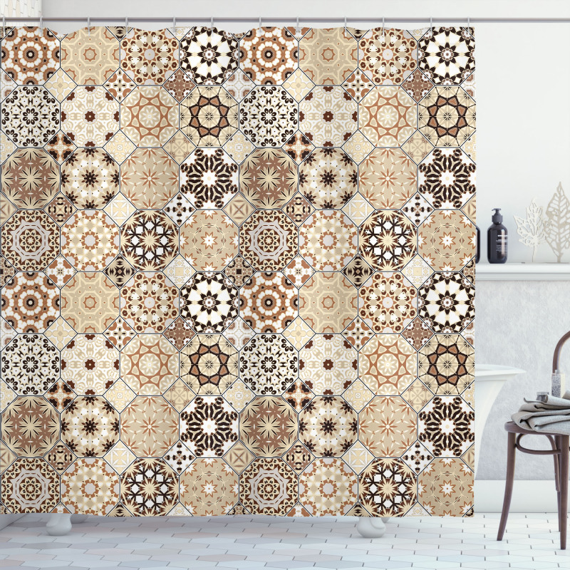 Octagonal Retro Style Shower Curtain