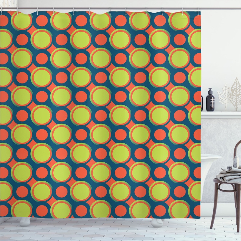 Orange and Green Circles Shower Curtain